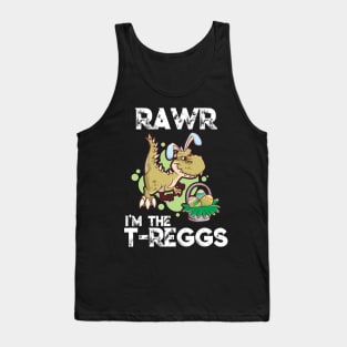 Kids T Rex Easter Bunny Dino T-Shirt Gift Idea Boy & Girl Tank Top